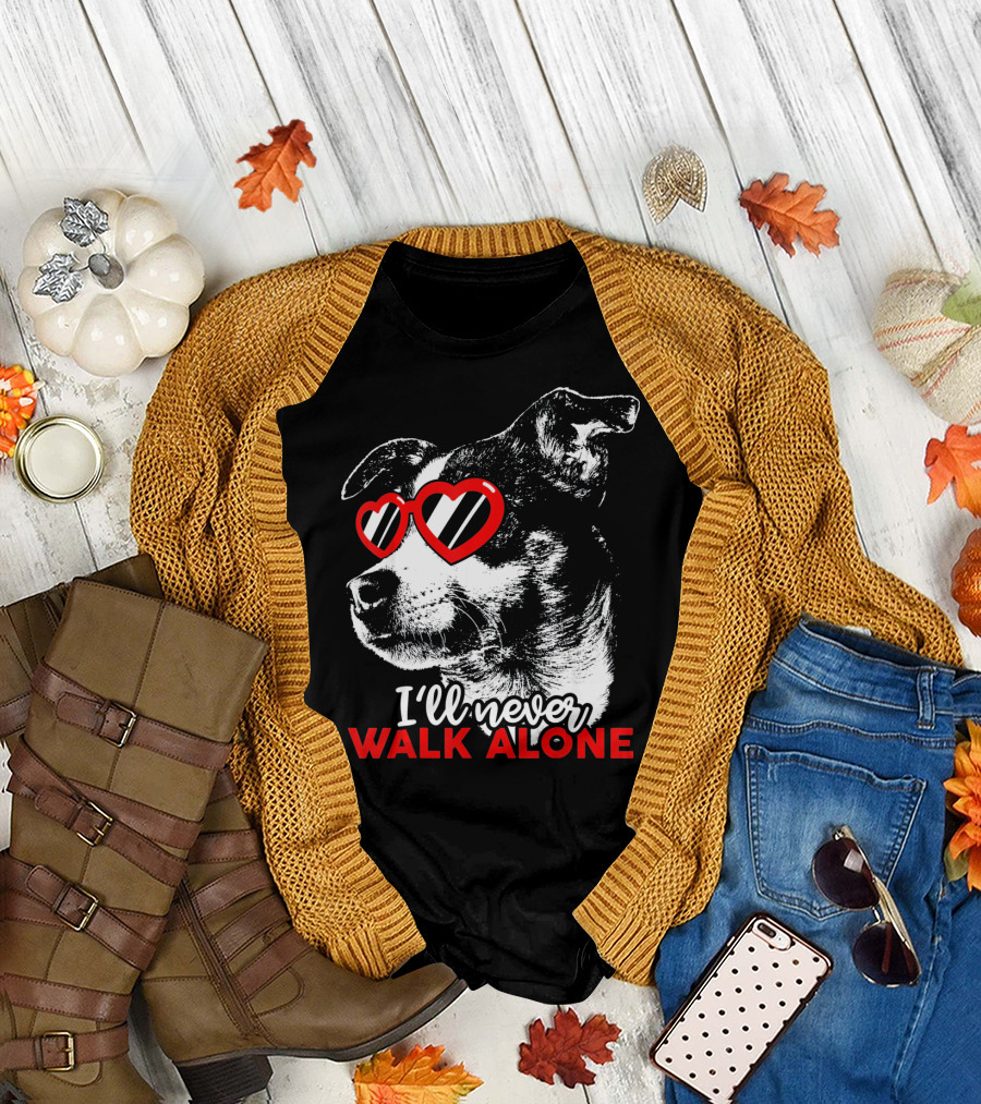 I'll Never Walk Alone Rat Terrier Heart Sunglasses T-Shirt