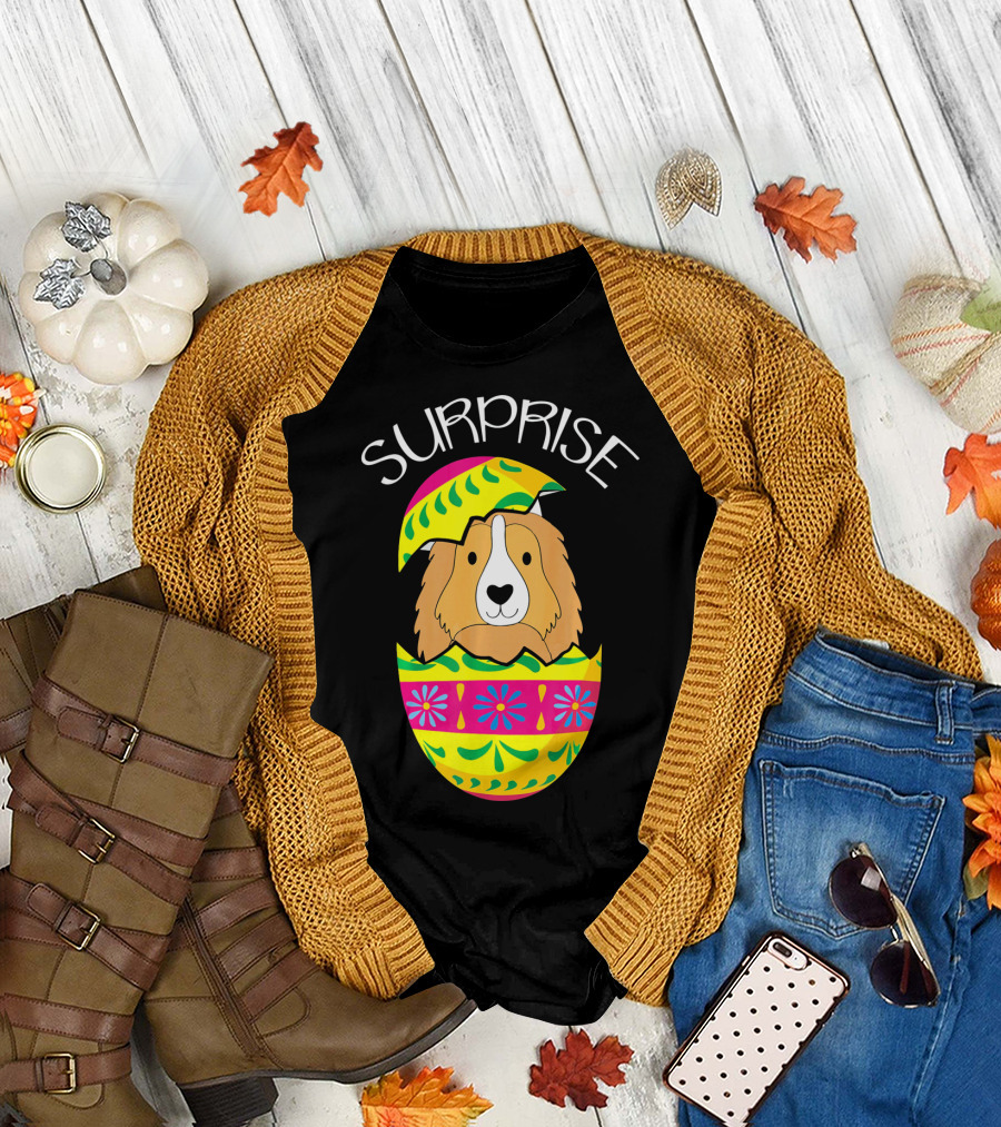 Surprise Cute Puppy Shetland Sheepdog Hatches Egg T-Shirt
