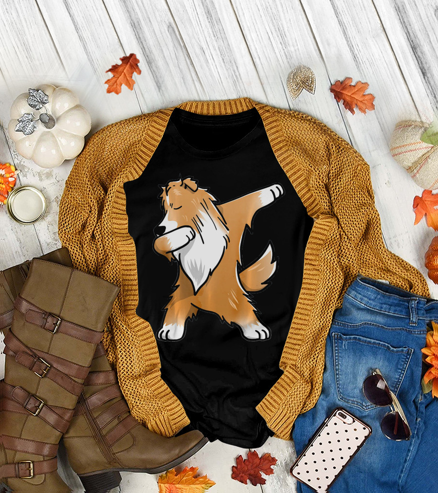 Dabbing Shetland Sheepdog Sheltie Dog Dance Pose T-Shirt