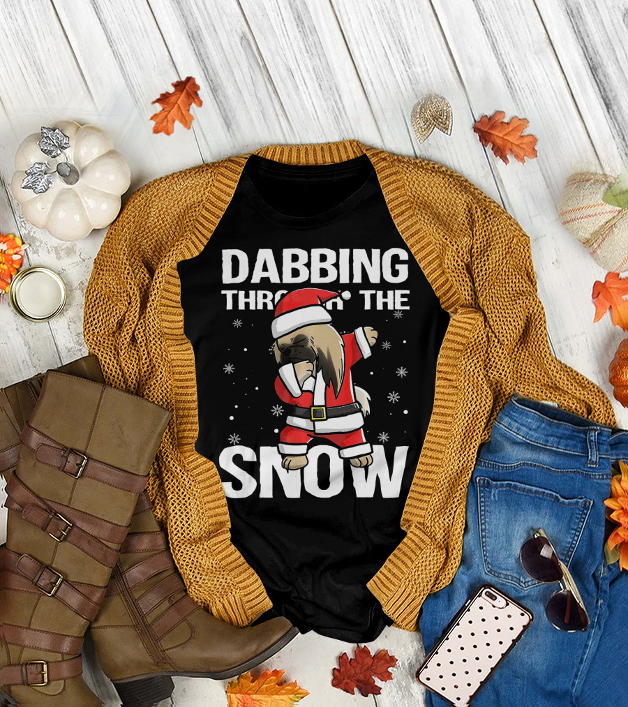 Dabbing Through the Snow Pekingese Santa Claus Christmas T-Shirt