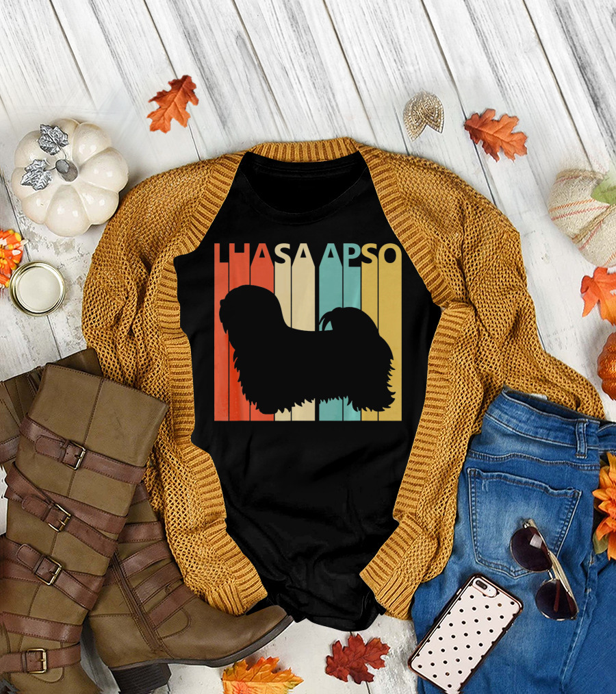 Lhasa Apso Vintage Striped T-Shirt