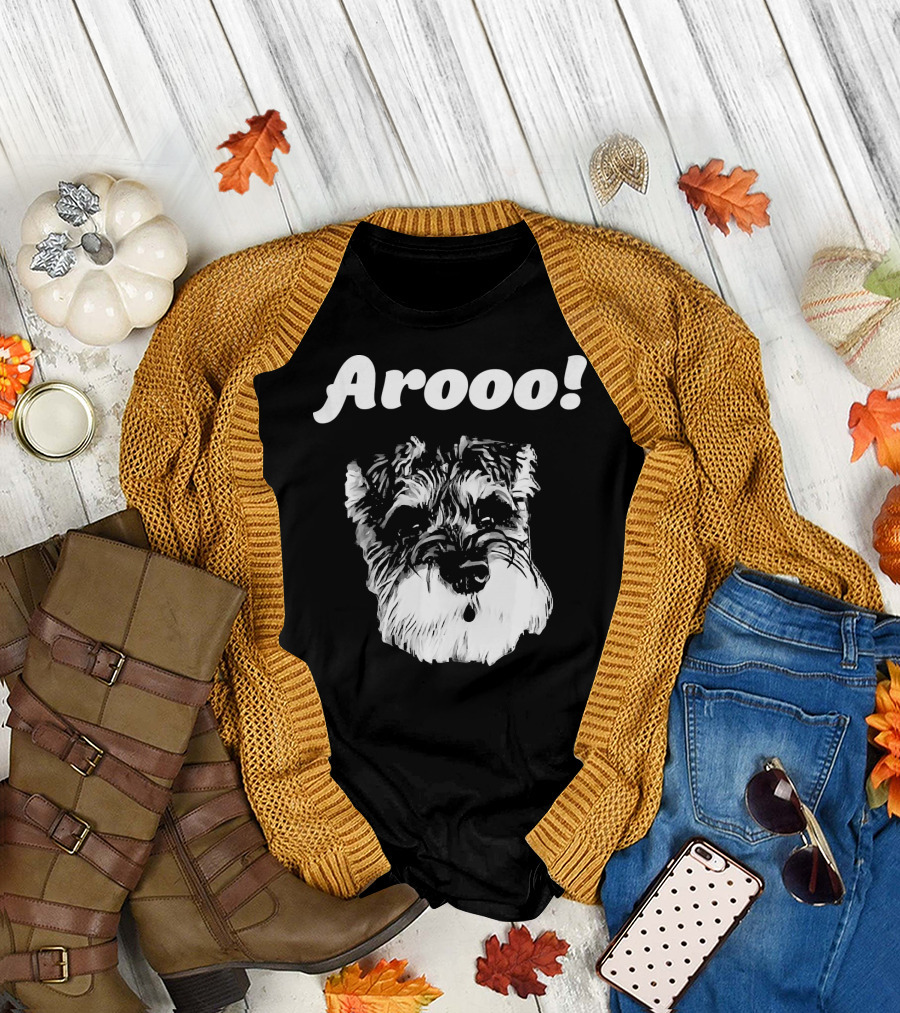 Schnauzer Arooo Barking Face T-Shirt