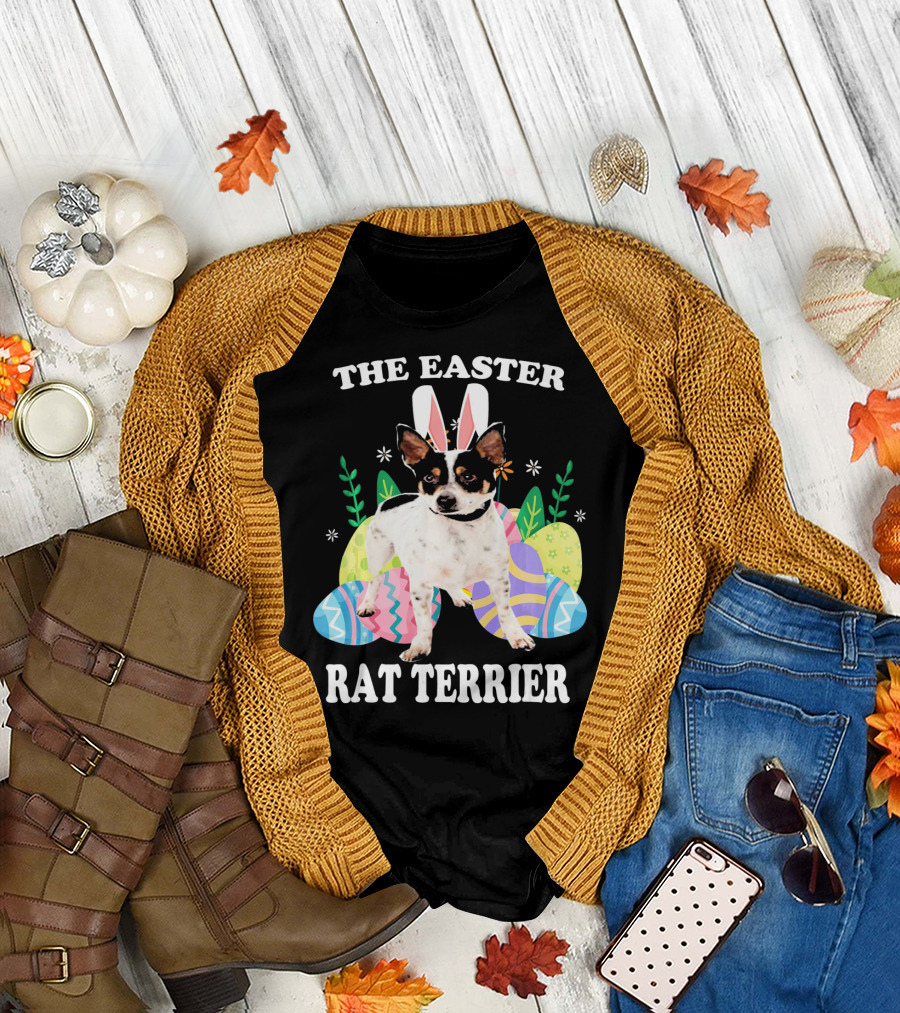 The Easter Rat Terrier Bunny Eggs Dog T-Shirt