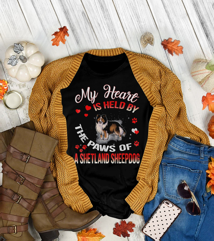 My Heart Is Held By The Paws Of A Shetland Sheepdog T-Shirt