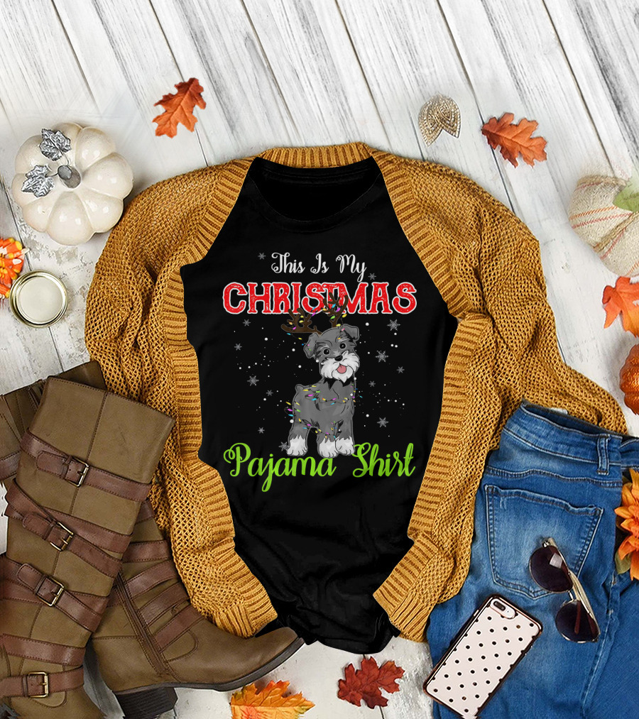 This Is My Christmas Pajama Shirt Schnauzer T-Shirt