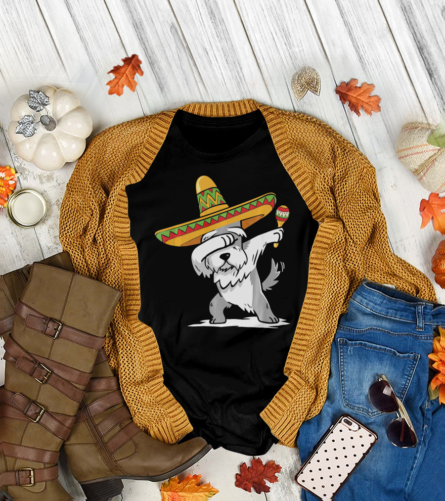 Schnauzer Dabbing Sombrero Maracas Cinco de Mayo T-Shirt