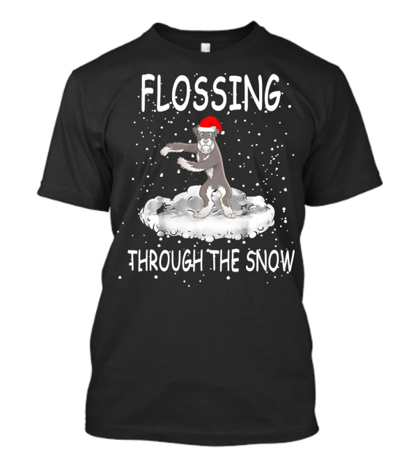 Flossing Through The Snow Santa Hat Schnauzer T-Shirt