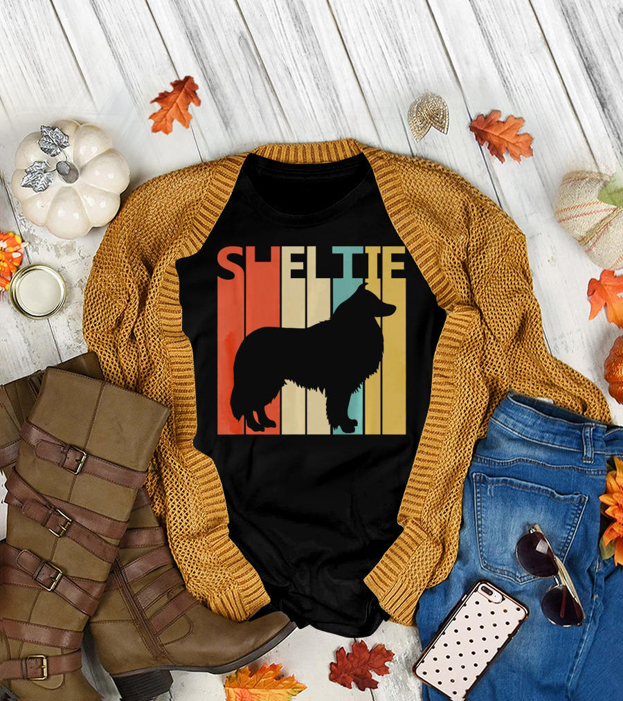 Shetland Sheepdog Retro Silhouette for Sheltie T-Shirt