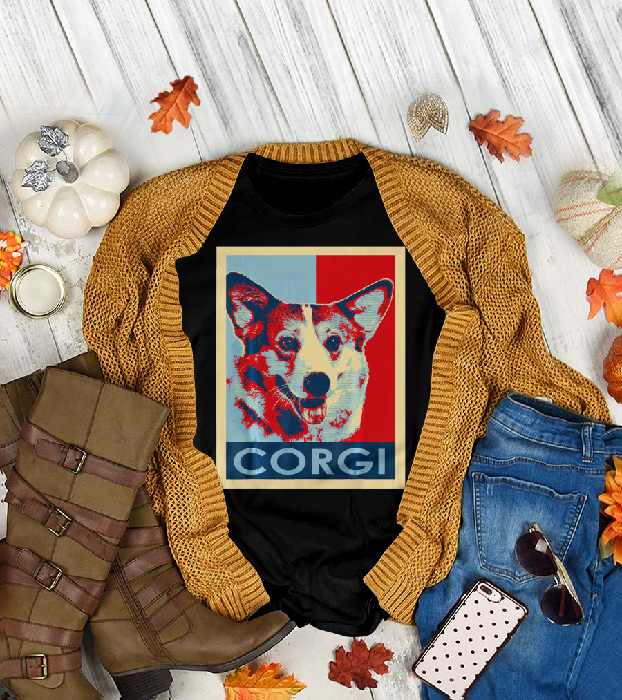 Vintage Corgi Hope Poster Style Pop T-Shirt