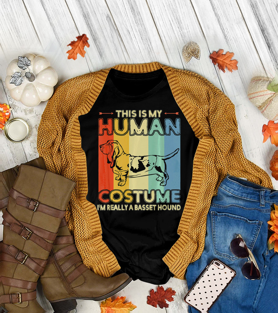 THIS IS MY HUMAN COSTUME I'M REALLY A BASSET HOUND T-Shirt
