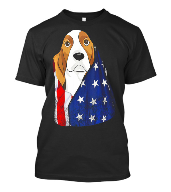 4th Of July American Flag Basset Hound T-Shirt