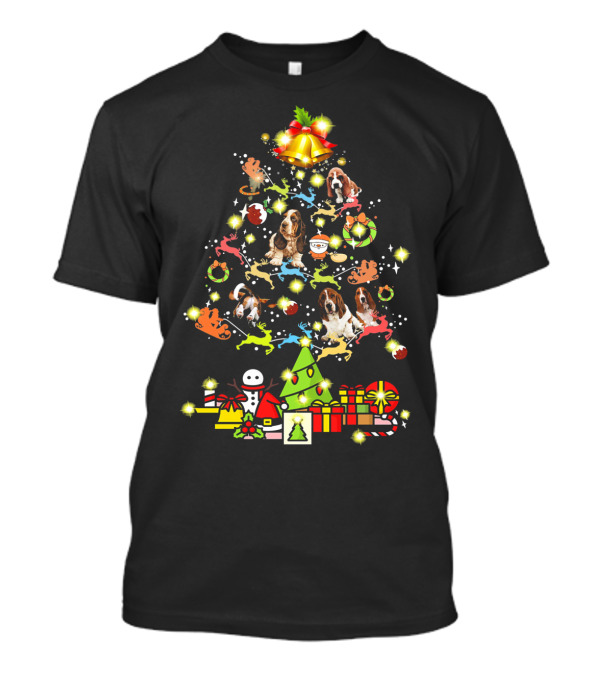 Basset Hound Christmas Tree With Bells Nice Dog T-Shirt