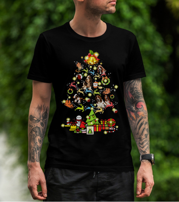 Basset Hound Christmas Tree With Bells Nice Dog T-Shirt