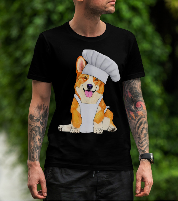 Corgi Chef Cute Dog In A Chef Hat And Apron T-Shirt