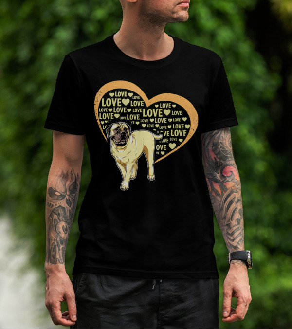 Love Bullmastiff Dog Heart T-Shirt