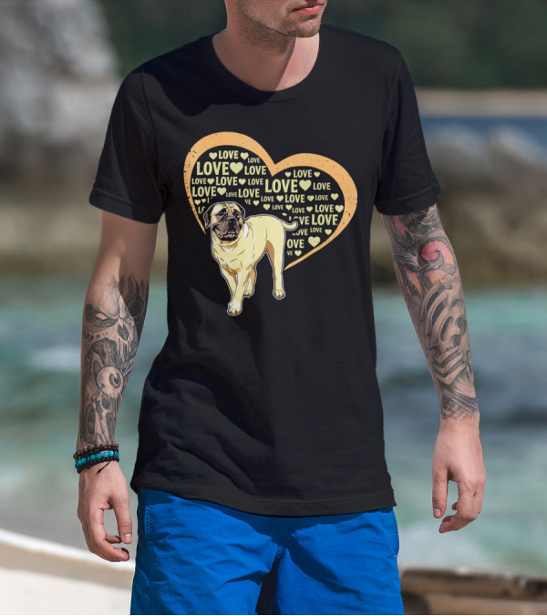 Love Bullmastiff Dog Heart T-Shirt