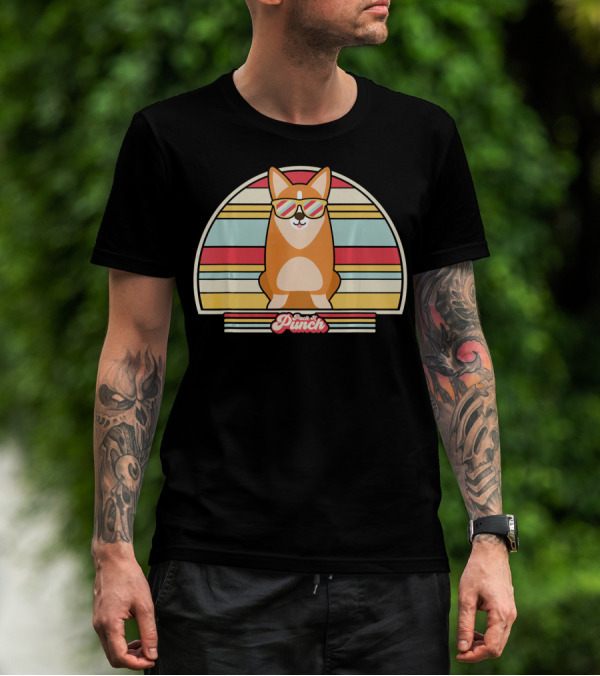 Corgi Pack A Punch Retro Sunglasses Stripes T-Shirt