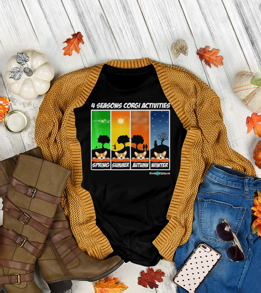 4 Seasons Corgi Activities Spring Summer Autumn Winter Toon Typhoon T-Shirt