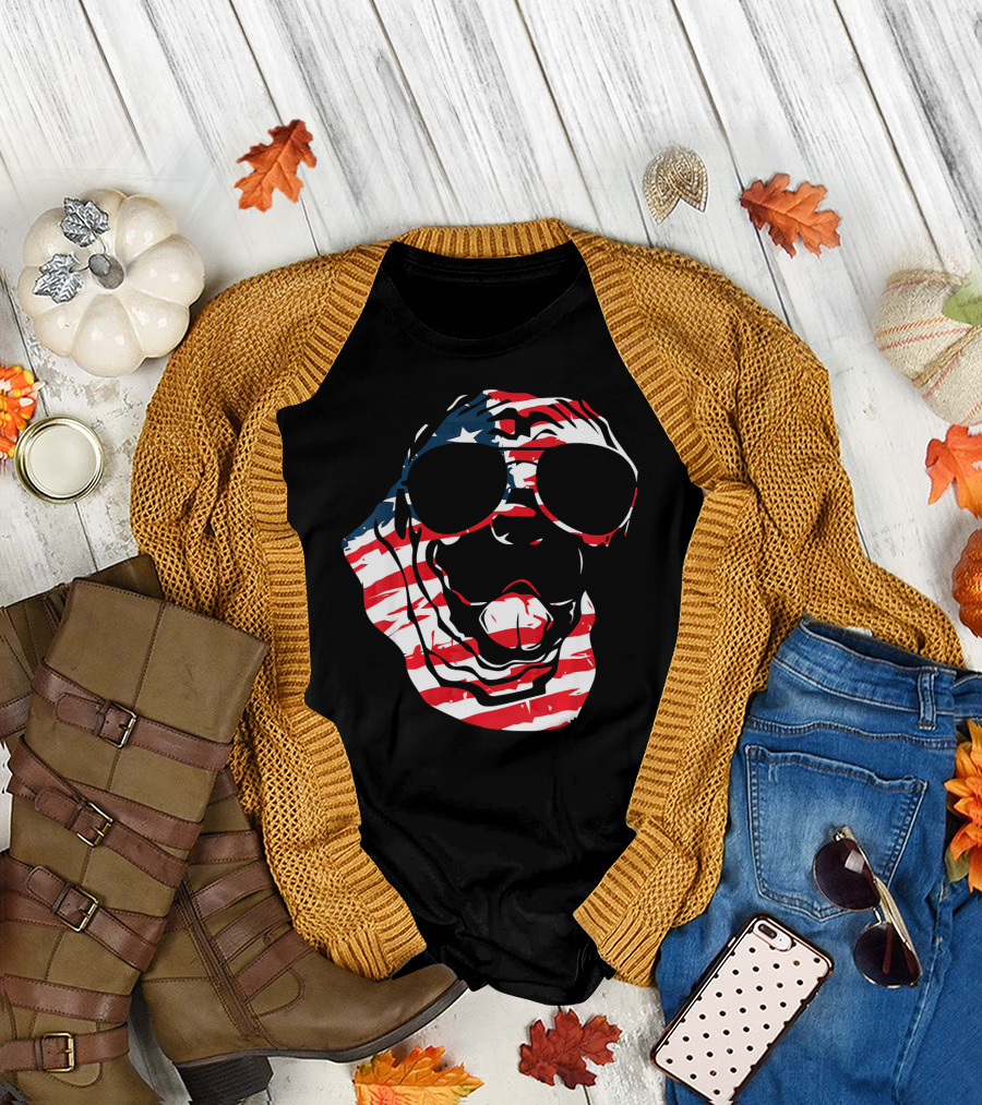 4th Of July Bullmastiff Sunglasses American Flag T-Shirt