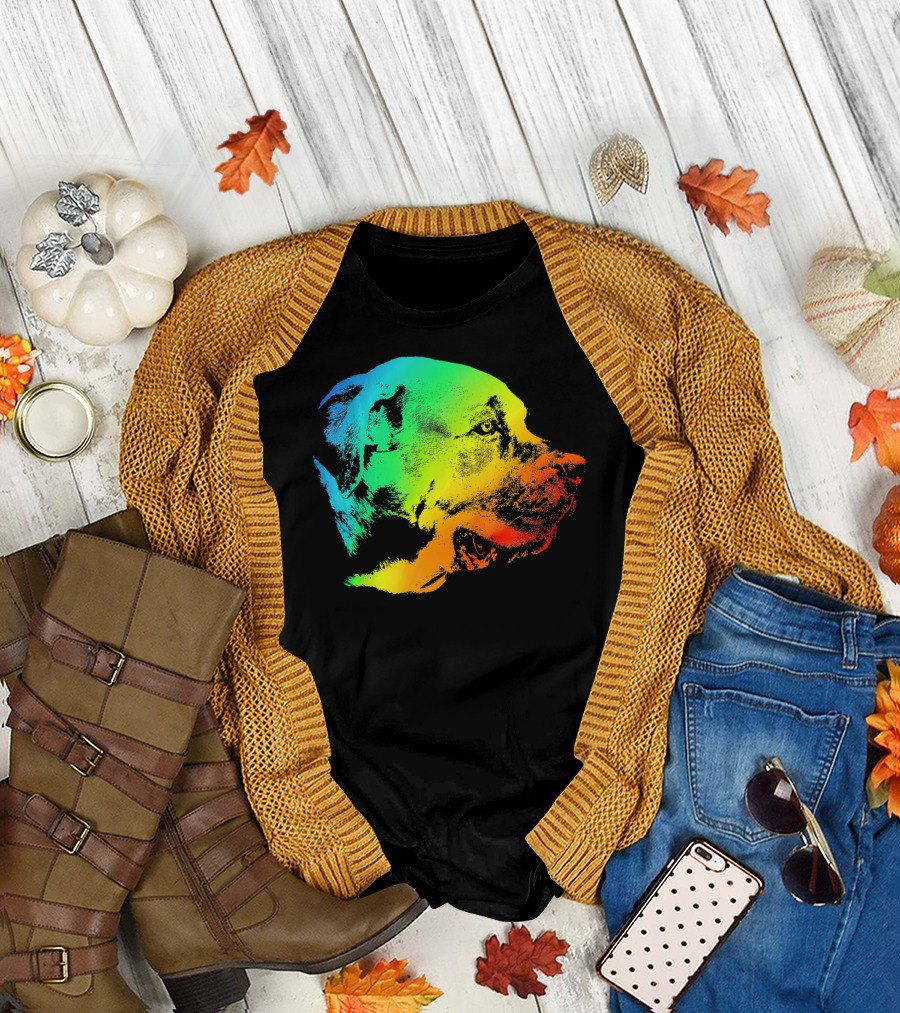 BULLMASTIFF Colorful Rainbow Dog Profile T-Shirt