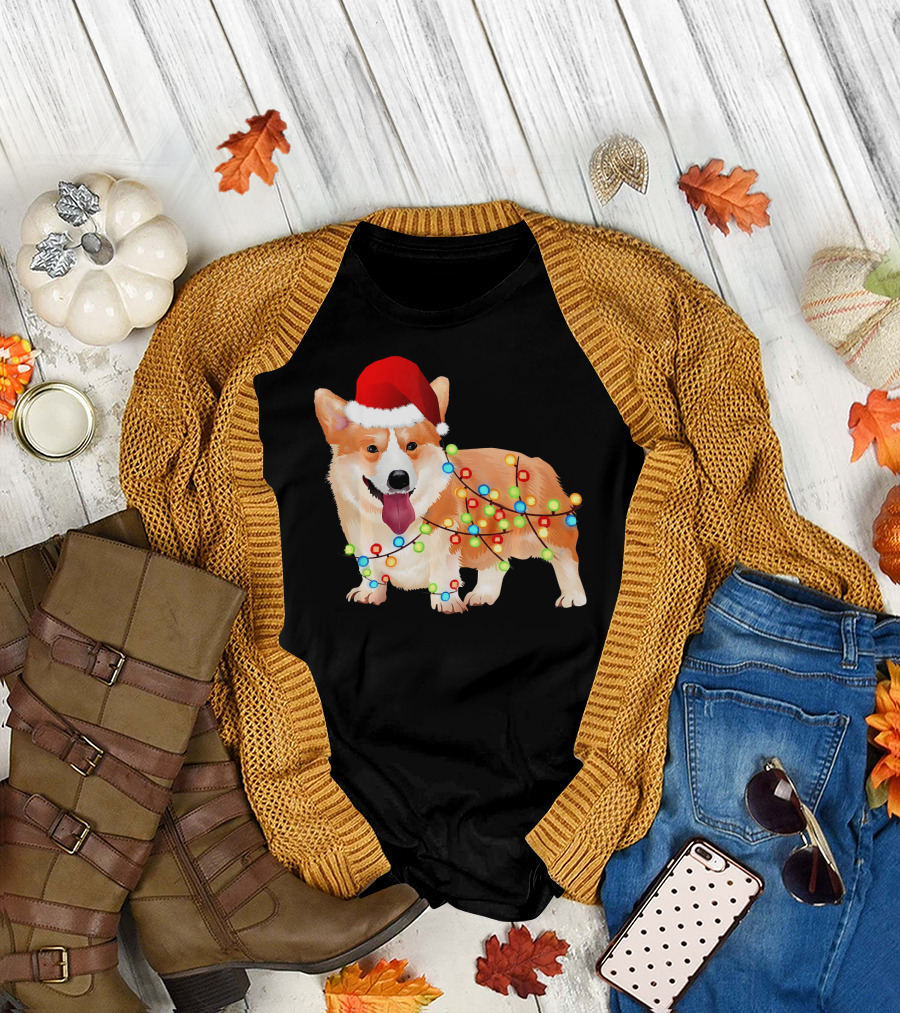Corgi Santa Christmas Light Corgi T-Shirt