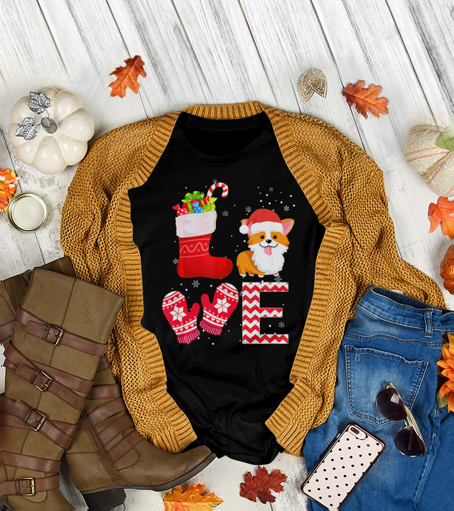 Christmas Lover Cardigan Welsh Corgi Love Festive T-Shirt