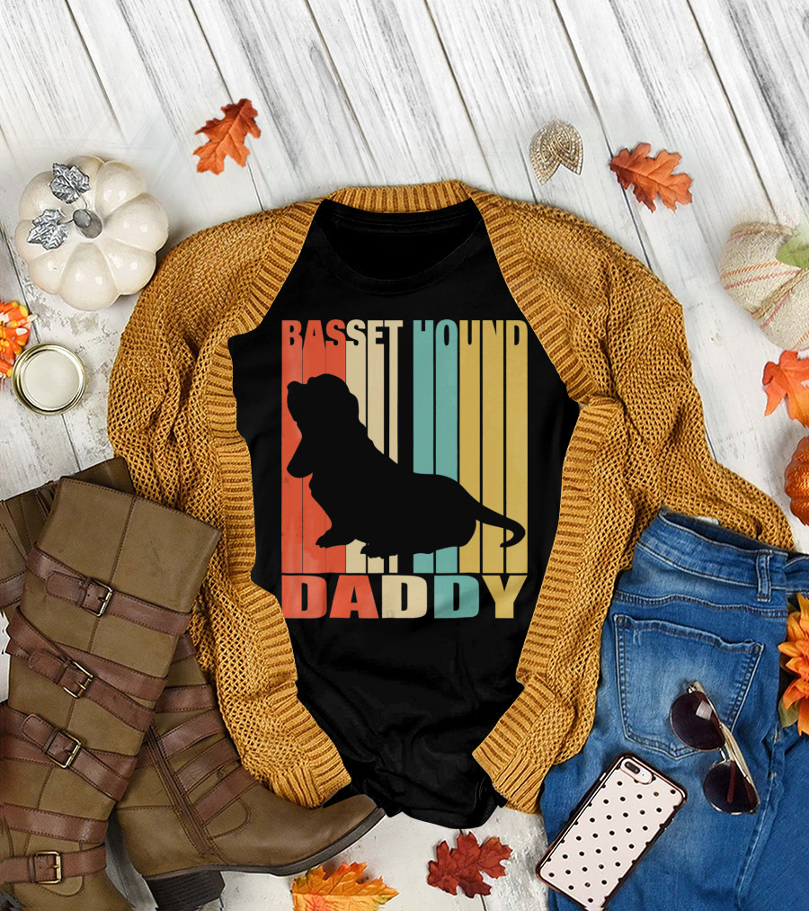 Basset Hound Daddy Retro T-Shirt