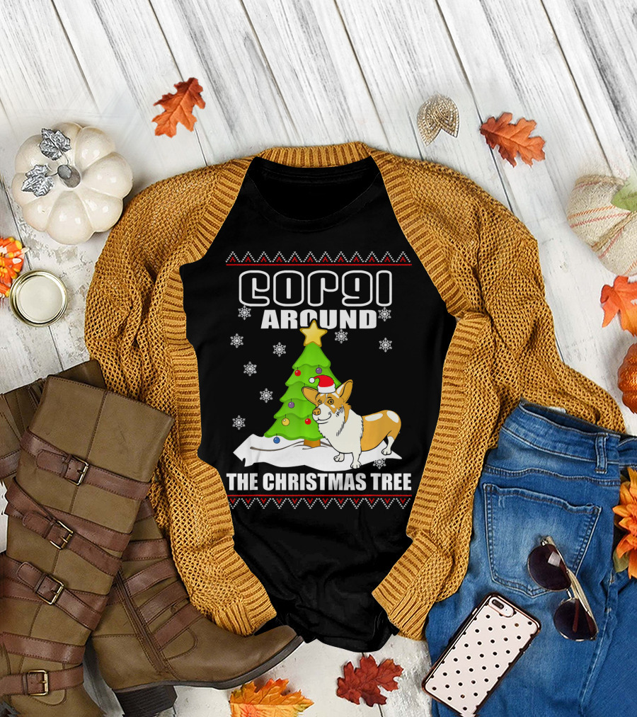 Corgi Around The Christmas Tree T-Shirt