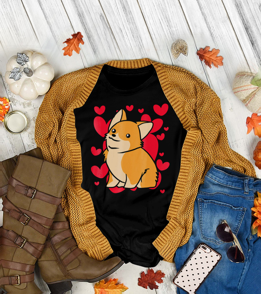 Corgi Love Valentine's Day Hearts T-Shirt