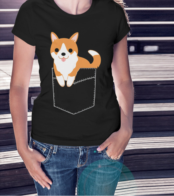 Corgi In Your Pocket Cute Funny Corg Dog T-Shirt