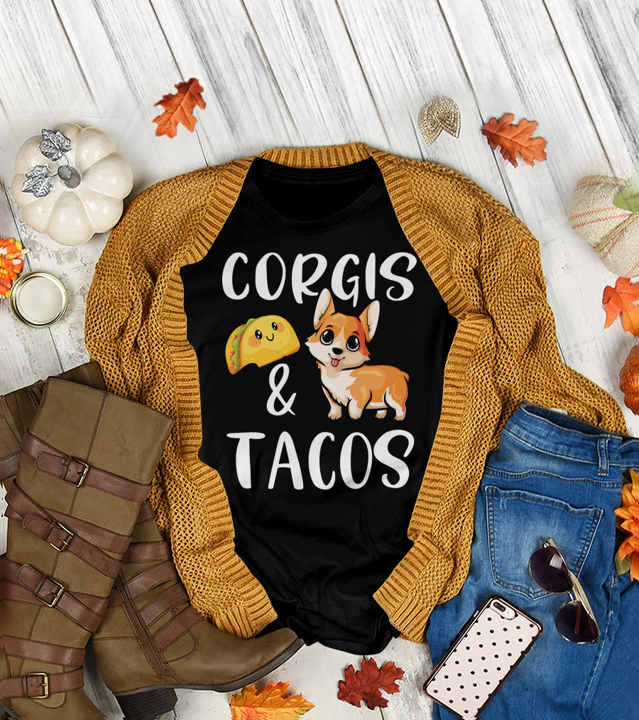 Corgis and Tacos Cute Corgi and Happy Taco T-Shirt