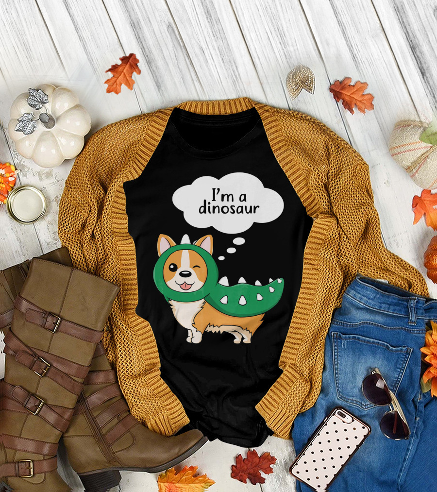 I'm a Dinosaur Corgi Cool Dog T-Shirt