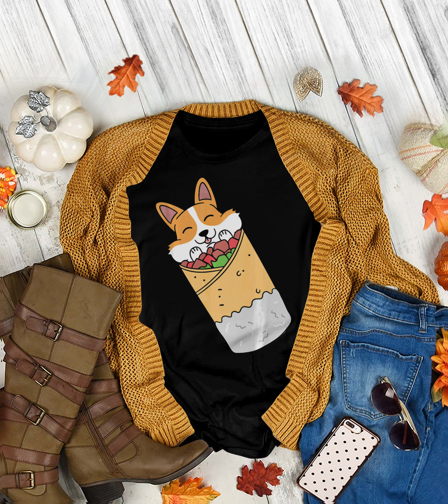 Corgi Wrapped in Mexican Burrito Delight T-Shirt