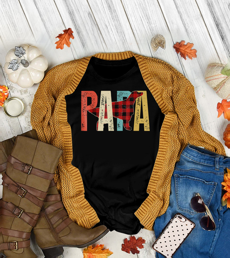 Papa Irish Setter Vintage Plaid T-Shirt