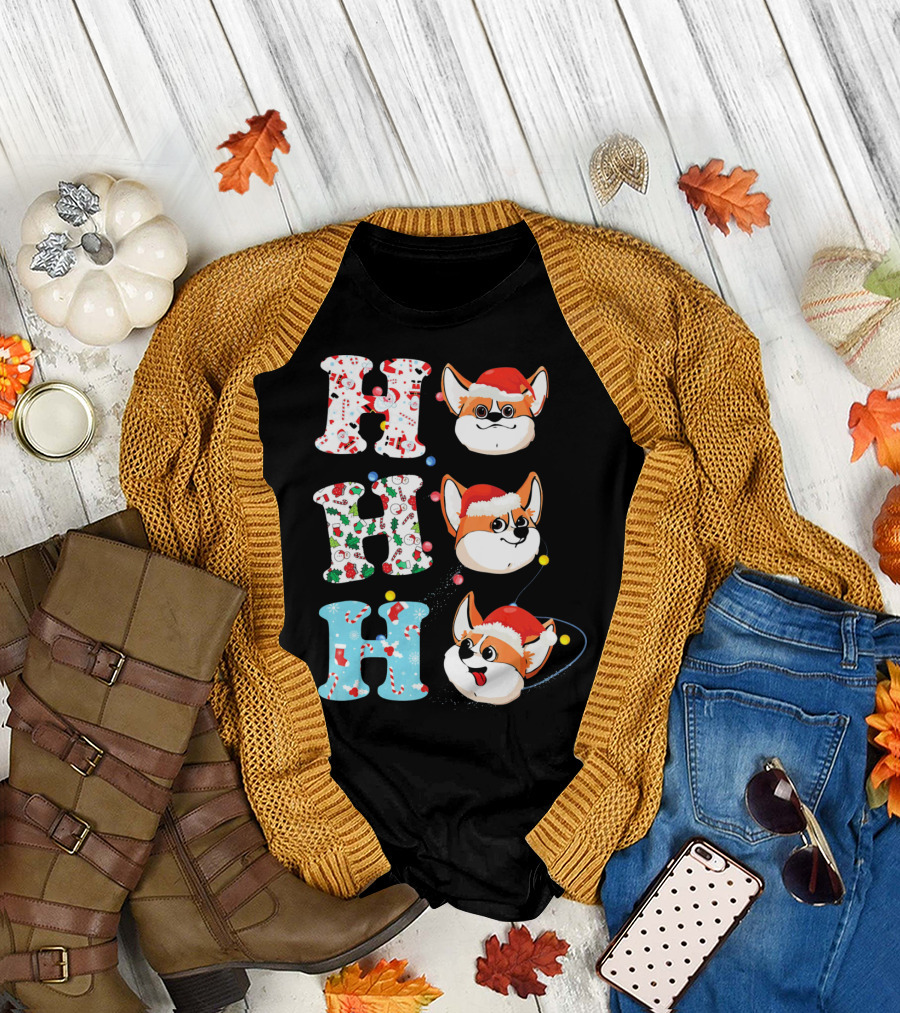 Ho Ho Ho Corgi Santa Festive Christmas Animal T-Shirt