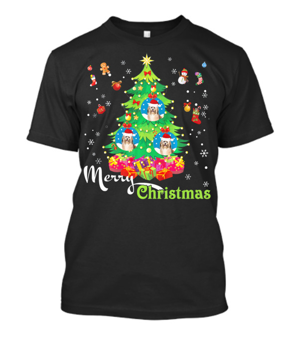 Merry Christmas Havanese Dog Tree Presents Ornaments Snowflakes Gingerbread Snowman T-Shirt