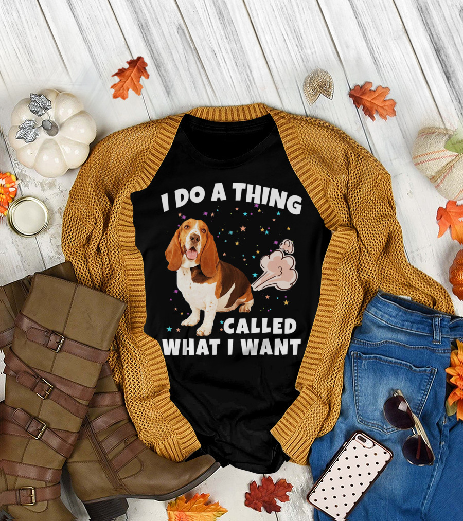 I Do A Thing Called What I Want Basset Hound with Stars and Cloud T-Shirt