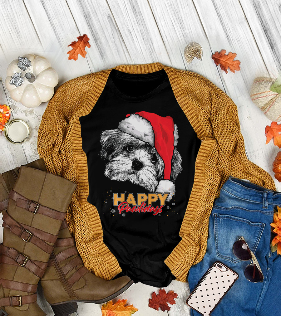 Happy Pawlidays Funny Christmas Havanese T-Shirt