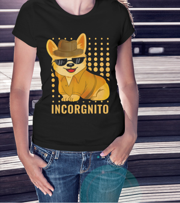 Incorgnito Dog In Sunglasses And Hat With Gradient Circles T-Shirt
