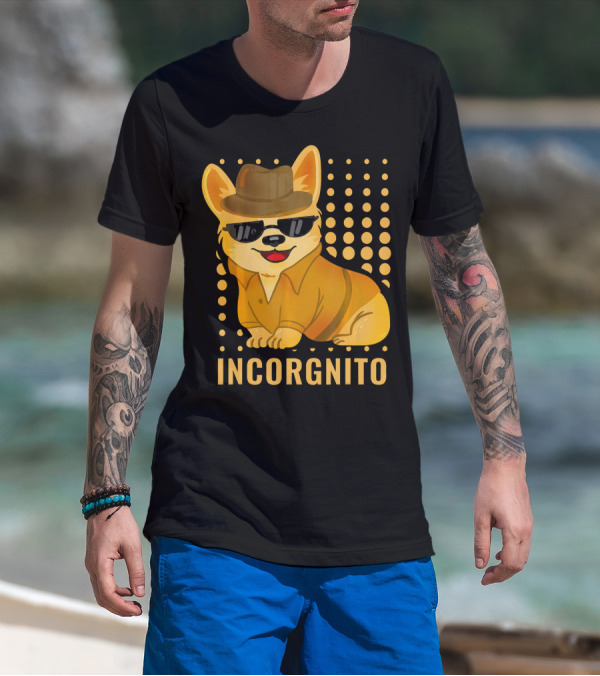 Incorgnito Dog In Sunglasses And Hat With Gradient Circles T-Shirt