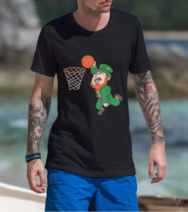 Basketball Dunking Leprechaun St. Patrick's Day T-Shirt