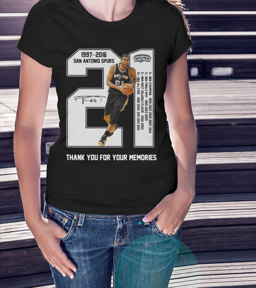 1997-2016 San Antonio Spurs 21 Thank You For Your Memories T-Shirt