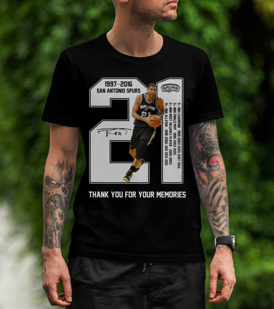 1997-2016 San Antonio Spurs 21 Thank You For Your Memories T-Shirt