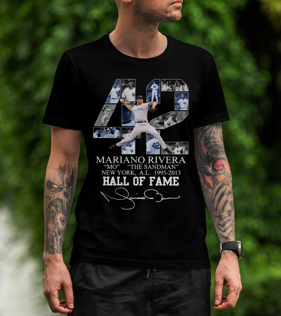 Mariano Rivera Mo The Sandman New York A.l. 1995-2013 Hall Of Fame T-Shirt