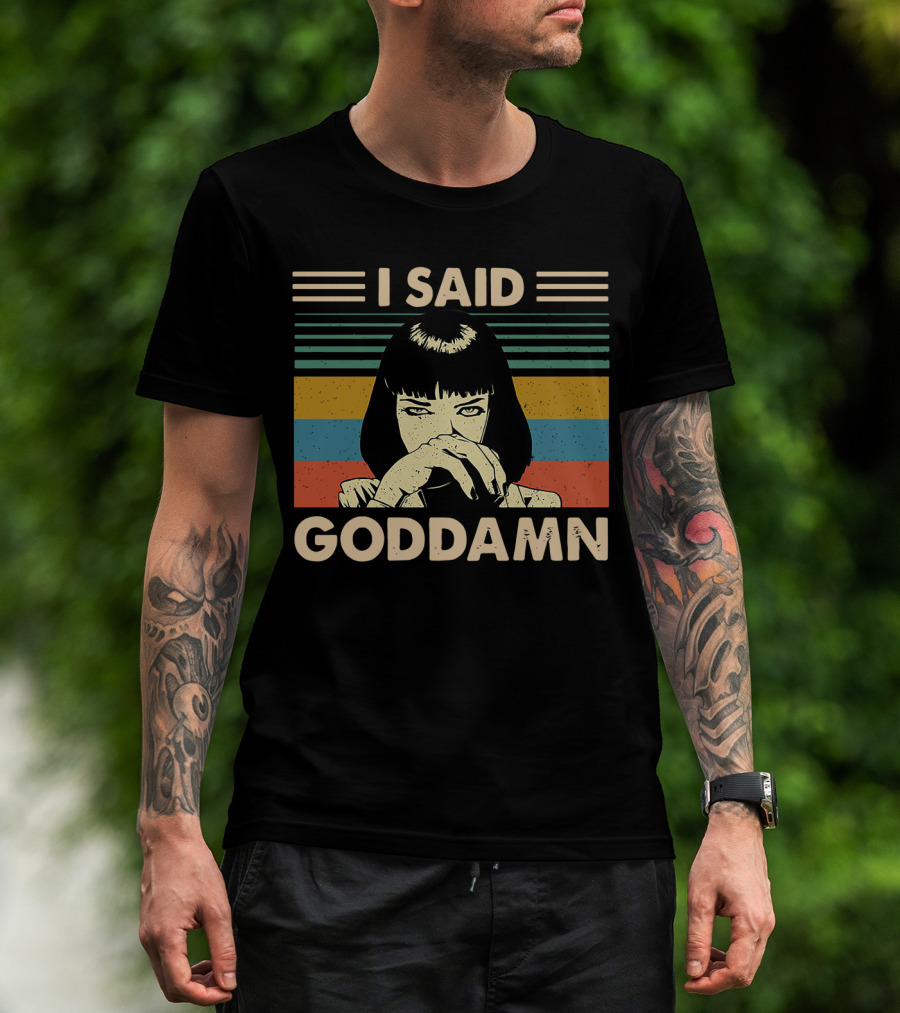 Mia Wallace I Said Goddamn Retro Stripes T-Shirt