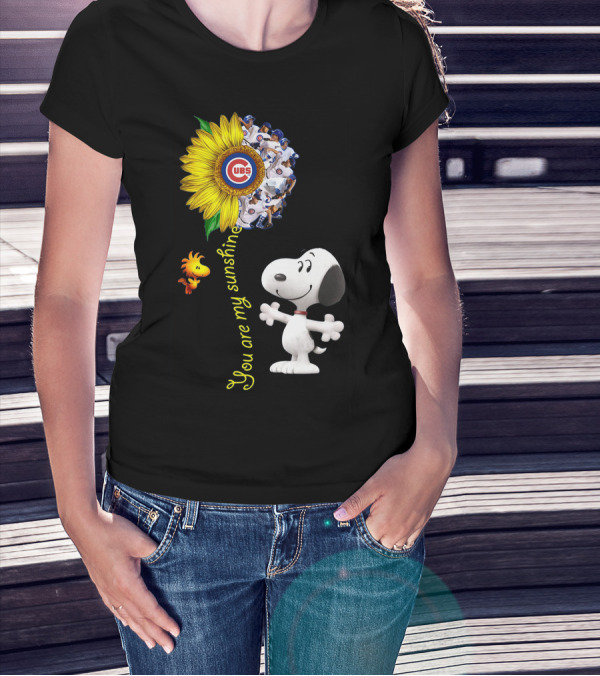 Snoopy Chicago Cubs You Are My Sunshine Sunflower Baseball T-Shirt