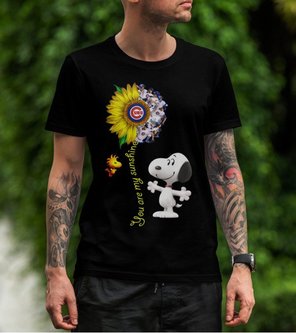 Snoopy Chicago Cubs You Are My Sunshine Sunflower Baseball T-Shirt