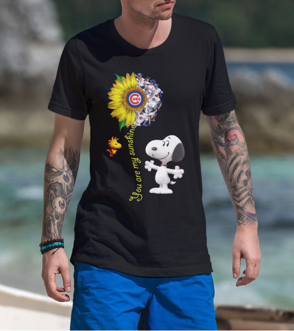 Snoopy Chicago Cubs You Are My Sunshine Sunflower Baseball T-Shirt