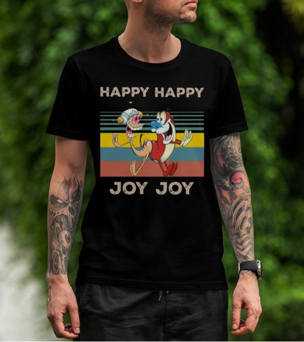 Ren And Stimpy Happy Happy Joy Joy Mighty Fine Stripede T-Shirt