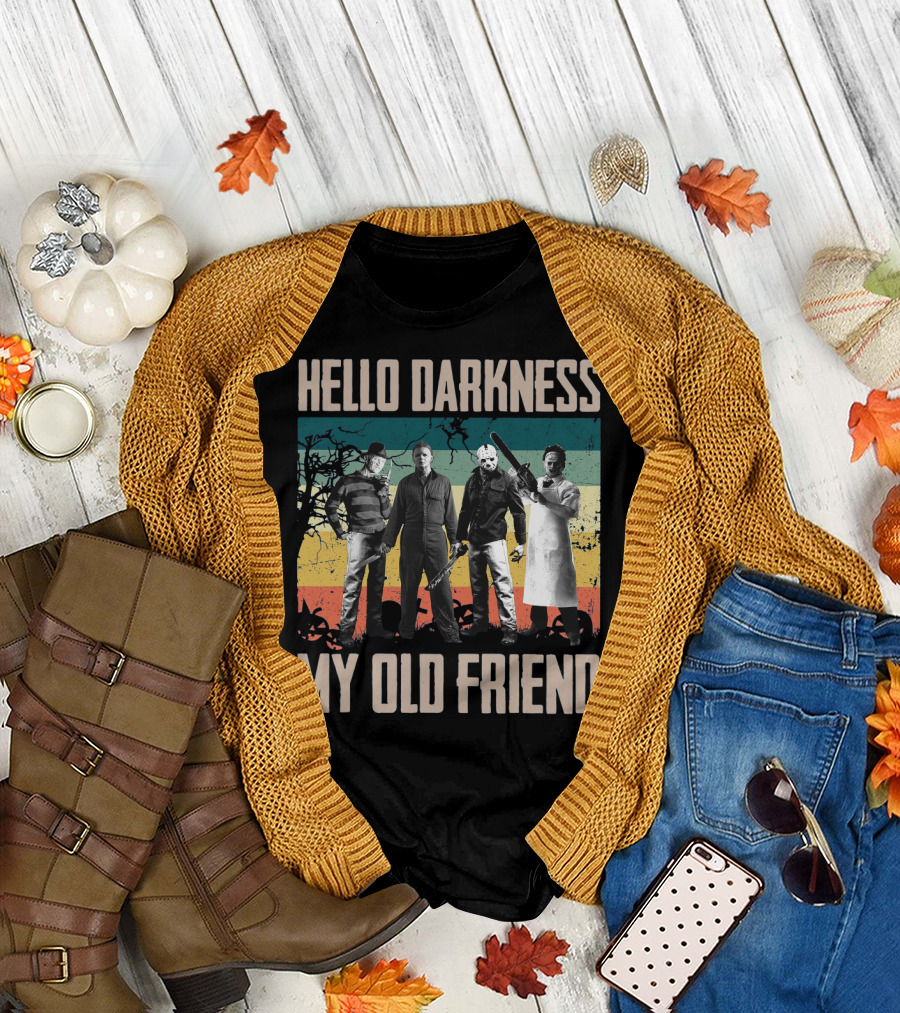 Hello Darkness My Old Friend Horror Icons Halloween T-Shirt